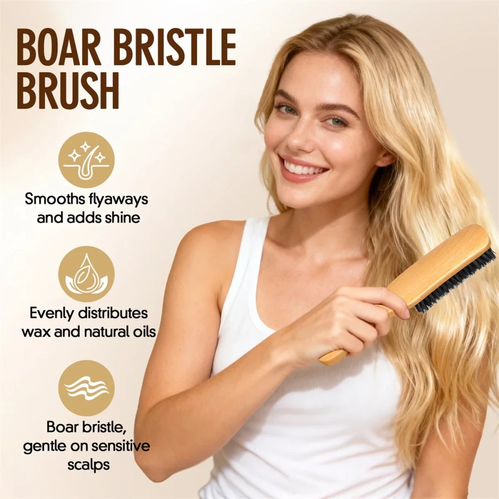 Wooden Round Brush for Sleek Ponytail